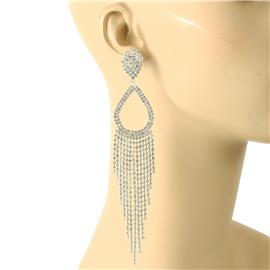 Rhinestones Long Tear Earring