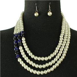 Pearls Beads Layereds Necklace Set