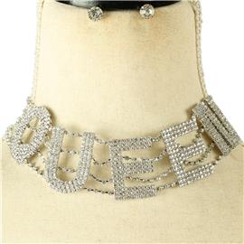 Rhinestones Queen Choker Necklace Set