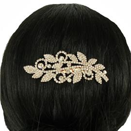 Rhinestones Swirl Leaves Hair Comb