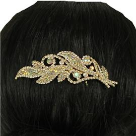 Rhinestones Swirl Leaf Hair Comb