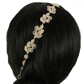 Rhinestones Wired Leaf Hair Pin / Headband