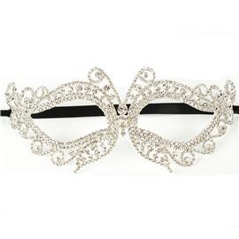 Rhinestones Round Butterfly Mask