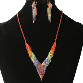 Rhinestones Fringeds Necklace Set