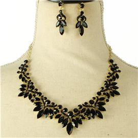 Crystal Leaves Necklace Set