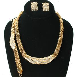 Chain Stones Swirl 3 Pcs Necklace Set