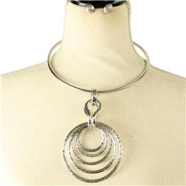 Metal Choker Round Necklace Set