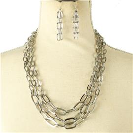 Metal Chain Multilayereds Necklace Set