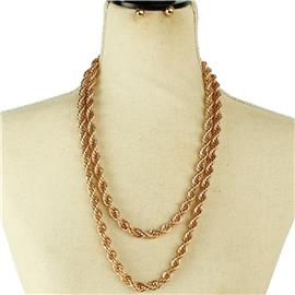 Double Twisted Chain Necklace Set