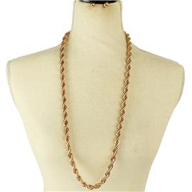 Metal Twisted Chain Long Necklace Set