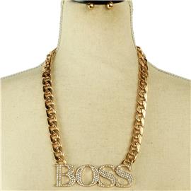 Metal Link Boss Necklace Set