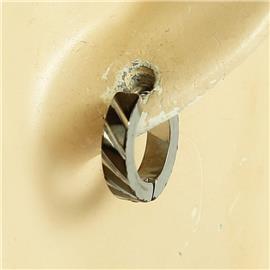 Stainless Steel Hammered Huggie Earring