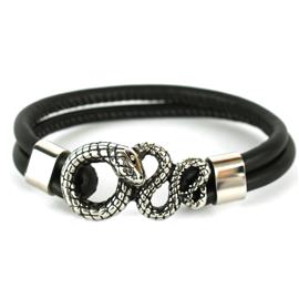 Leather Stainless Steel Snake Bracelet