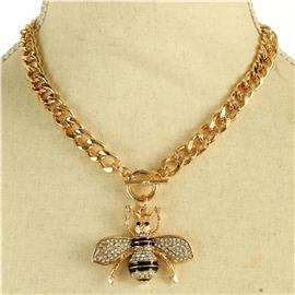 Metal Pendant Bee Necklace