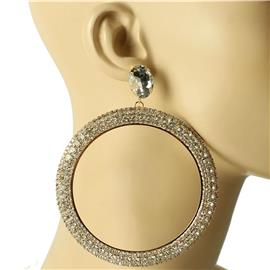 Rhinestones Oval Round Chunky Earring