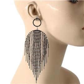 Rhinestones Fringeds Long Earring