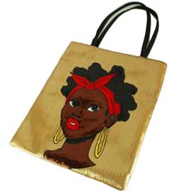 Fashion Sequin Afro Girl Hand Bag