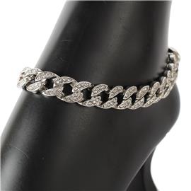 Metal Stones Link Chain Anklet