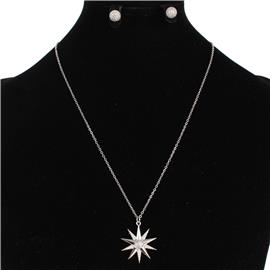 Stainless Steel Pendant Star Necklace Set