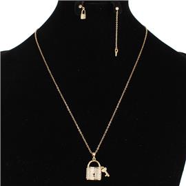 Stainless Steel Lock Necklace Set