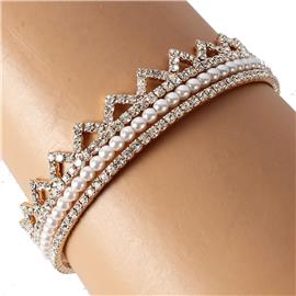 Rhinestones Pearls Casting Bangle