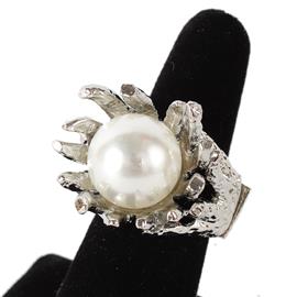 Metal Pearl Chunky Ring