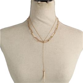 Metal Drop Chain Necklace Set