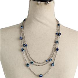 Metal Evil Eye Necklace Set