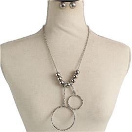 Metal Round Drop Necklace Set