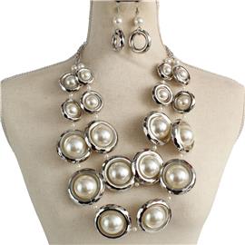 Pearl Chunky Necklace Set