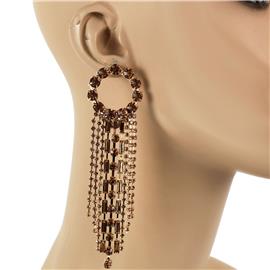 Rhinestones Round Fringed Earring