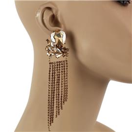 Rhinestones Teardrop Fringed Earring