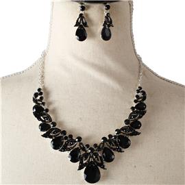 Crystal Teardrop Necklace Set