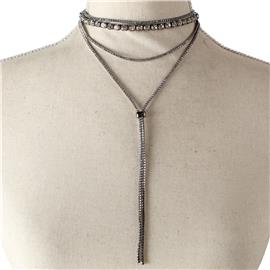 Rhinestones Drop Choker Necklace