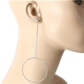 Rhinestones Round Long Earring