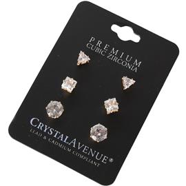 CZ Triangle Three Pairs Earring