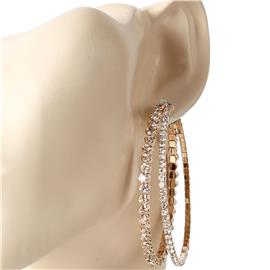 50mm Crystal Two Layereds Hoop Earring