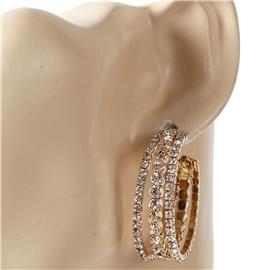 30mm Crystal Three Layereds Hoop Earring