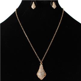 Stones Pendant Geometric Necklace Set