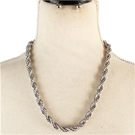 Metal Twist Chain Necklace Set