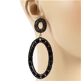 Rhinestone Oval Earrimg