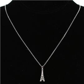 Cubic Zirconia Effel Charm Necklace