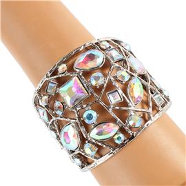 Metal Crystal Stones Cuff Bangle