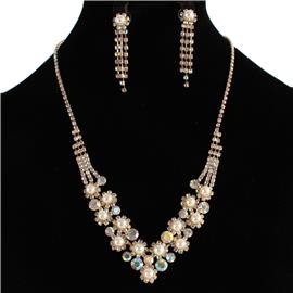 Rhinestones Pearl Necklace Set