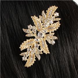 Metal Crystal Leaf Hair Comb