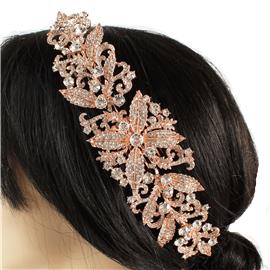 Metal Crystal Leaf Hair Comb