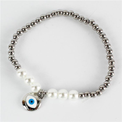 Evil Eye Stainless Steel Stretch Bracelet