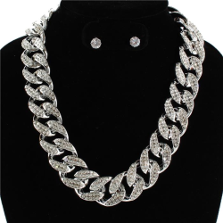 Rhinestones Link Chain Necklace Set