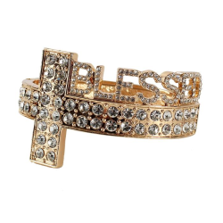 BLESSED Rhinestones Cuff Bangle